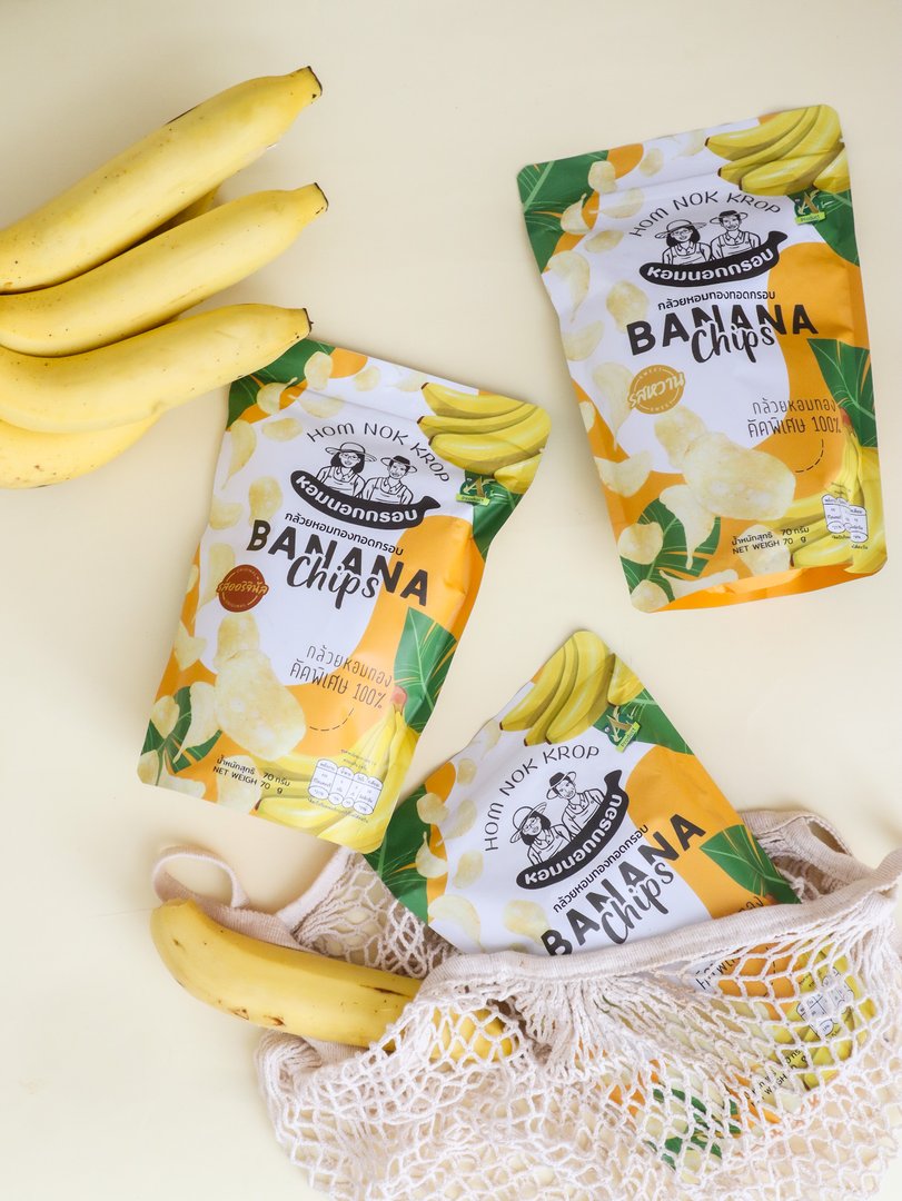 กล้วยหอมทองทอดกรอบ ขนาด 80 กรัม ตรา หอมนอกกรอบ