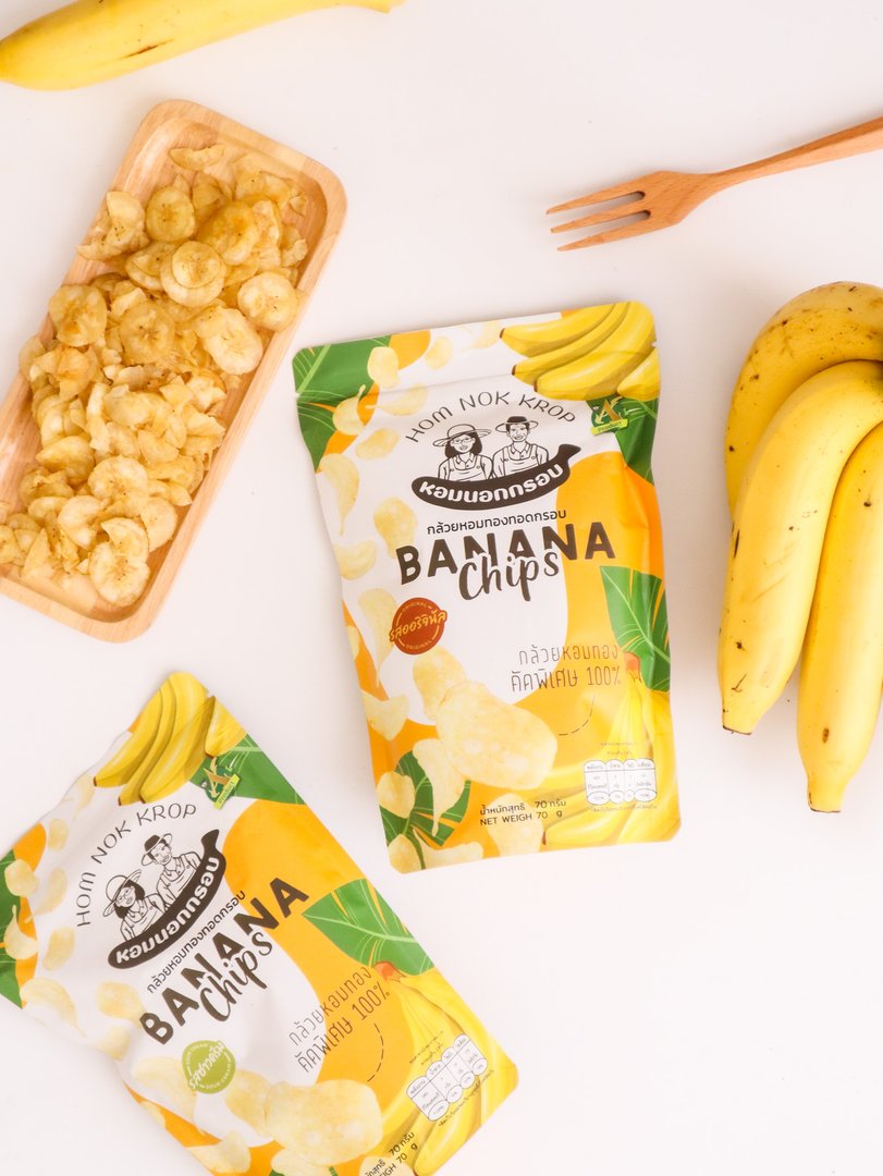 กล้วยหอมทองทอดกรอบ ขนาด 80 กรัม ตรา หอมนอกกรอบ