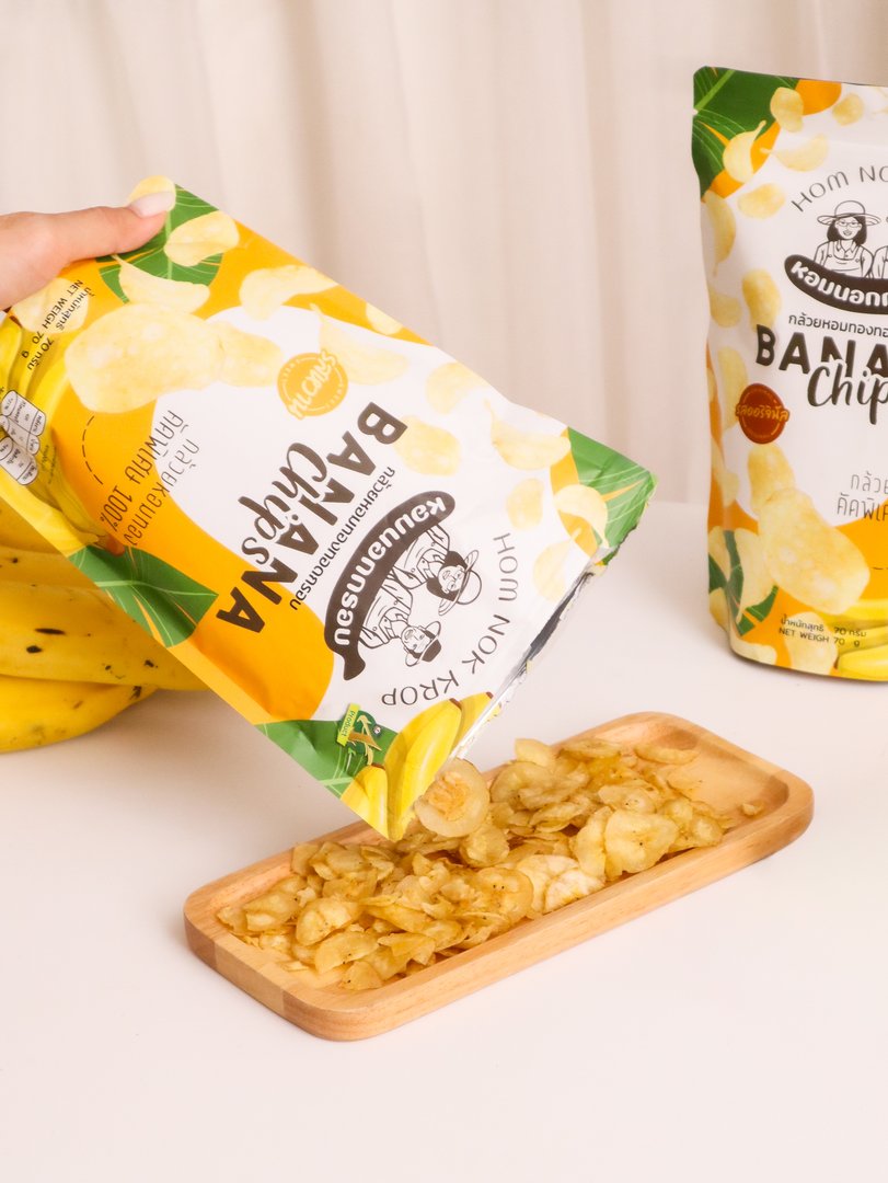 กล้วยหอมทองทอดกรอบ ขนาด 80 กรัม ตรา หอมนอกกรอบ