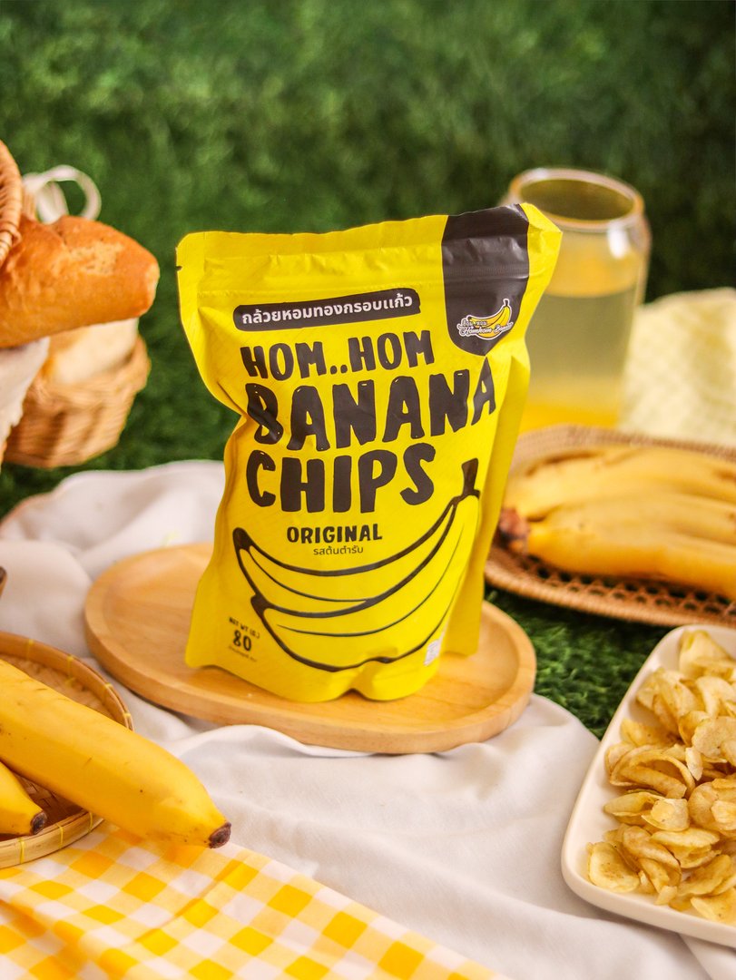 กล้วยหอมทองกรอบแก้ว ขนาด 80 กรัม ตรา ฮ้อม หอม