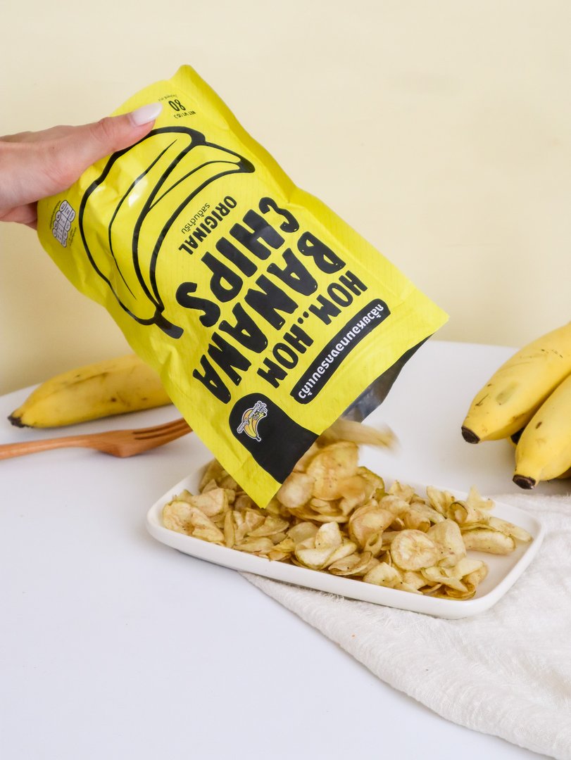 กล้วยหอมทองกรอบแก้ว ขนาด 80 กรัม ตรา ฮ้อม หอม