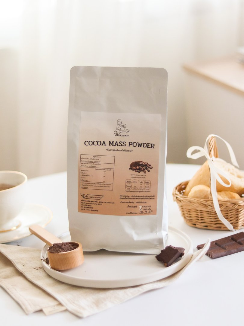 Cocoa Mass powder แบบถุง ขนาด 500 กรัม ตรา โกโก้ตาหลวง