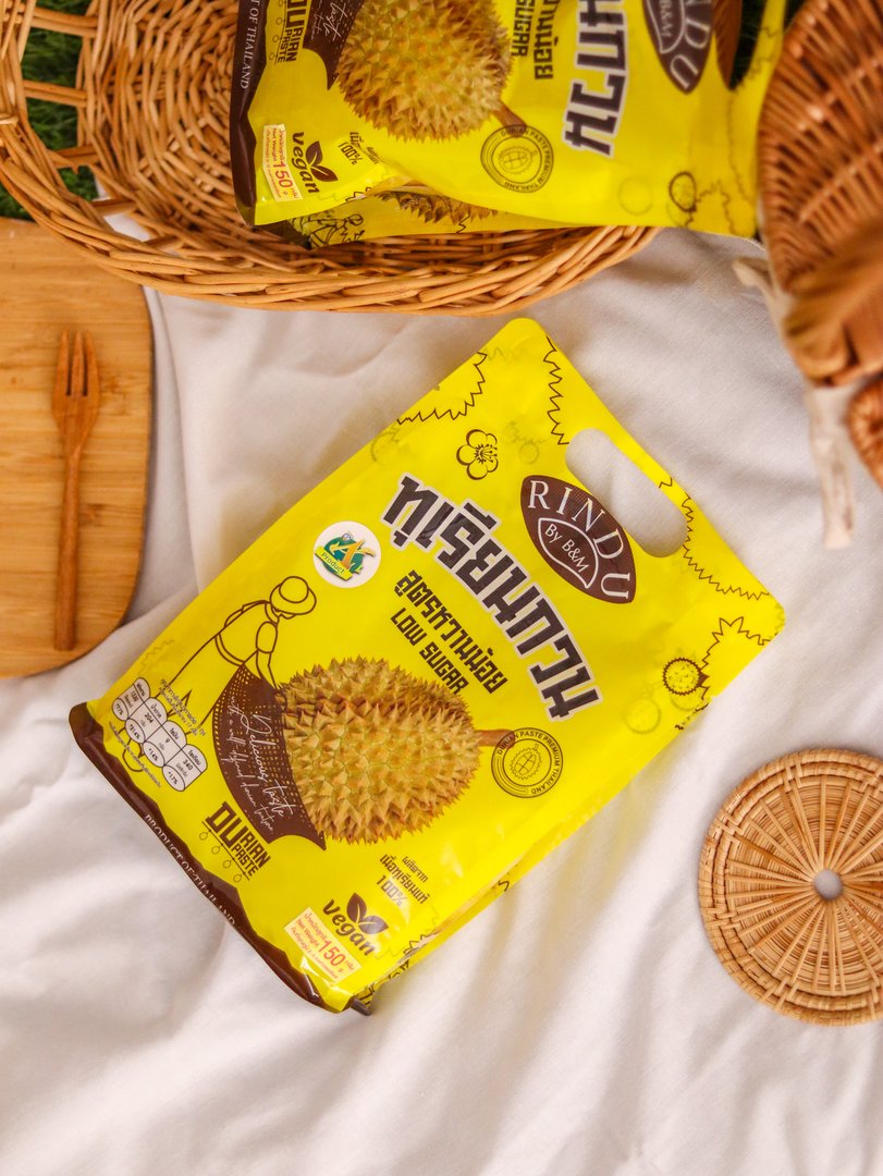 ทุเรียนกวน สูตรหวานน้อย ขนาด 500 กรัม ตรา รินดู