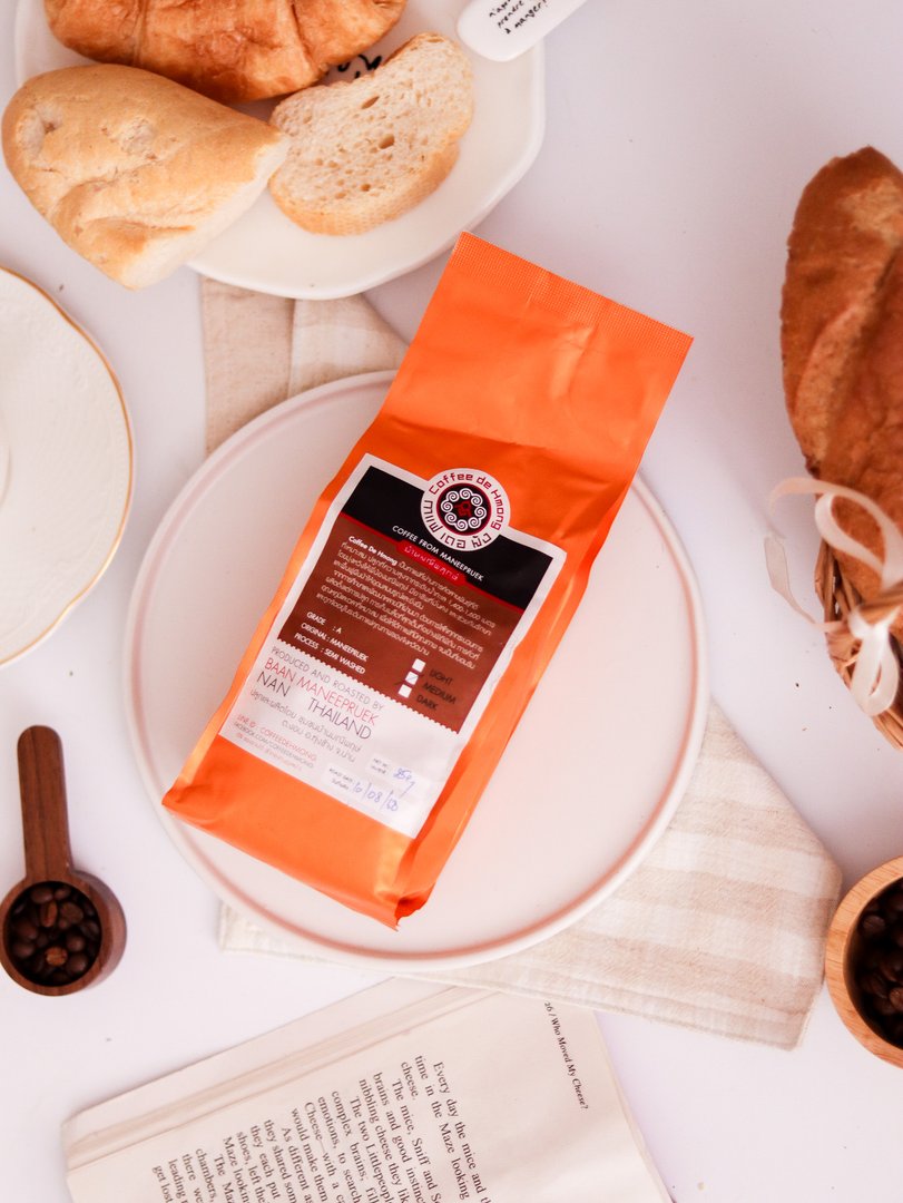 เมล็ดกาแฟคั่ว คั่วกลาง ตรา กาแฟ เดอ ม้ง