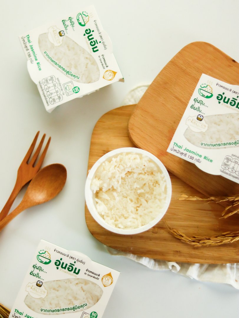 ข้าวหอมมะลิ พร้อมทาน ขนาด 150 กรัม x 12 ถ้วย ตรา อุ่นอิ่ม