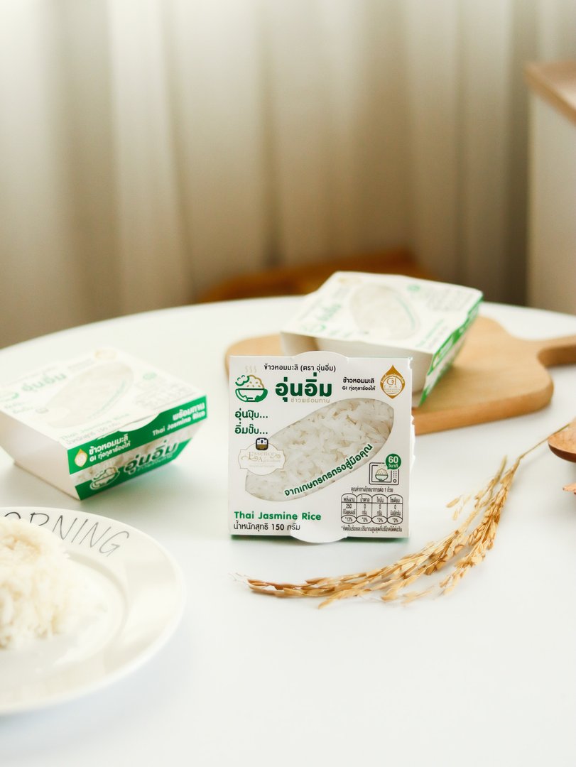 ข้าวหอมมะลิ พร้อมทาน ขนาด 150 กรัม x 12 ถ้วย ตรา อุ่นอิ่ม