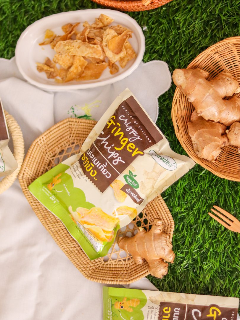 ขิงแผ่นอบกรอบ ขนาด 20 กรัม ตรา นวลอนันต์