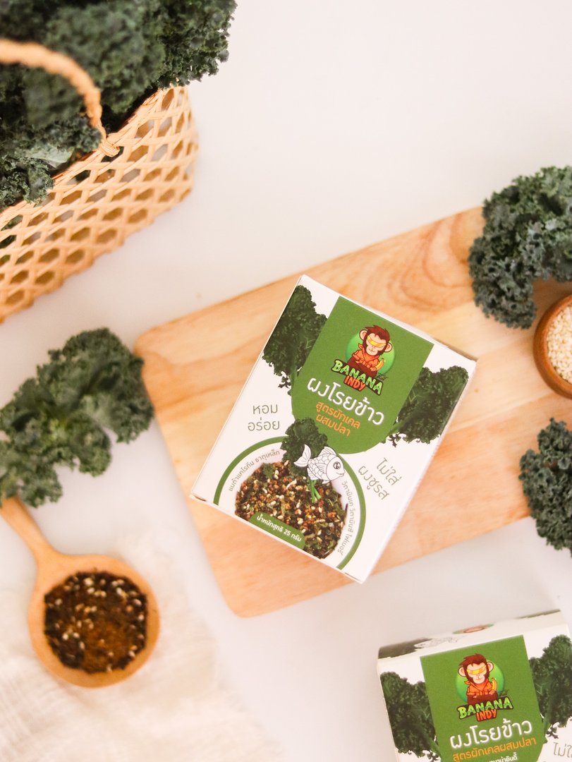 ผงโรยข้าว สูตรผักเคลผสมปลา ขนาด 25 กรัม ตรา บานาน่าอินดี้